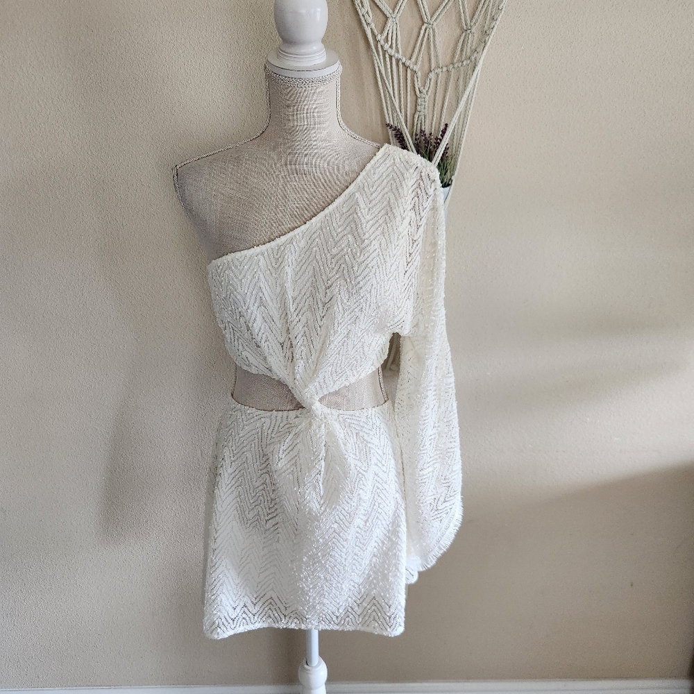 Ramy Brook Lace Henrietta Cutout One Shoulder Dress Size M NWT Festival - Picture 2 of 15